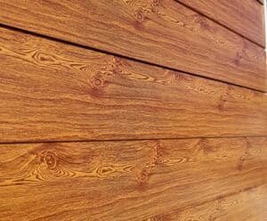 steel insulated cladding example in timber effect finish